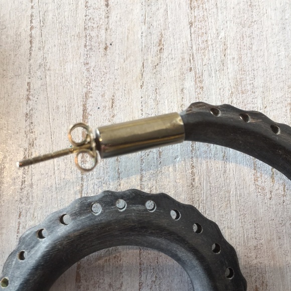 Vanessa Montiel carved water Buffalo horn earrings - Picture 7 of 14